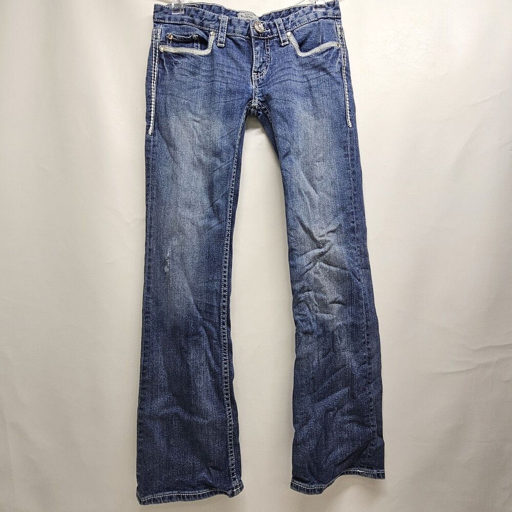 Daytrip Leo Bootcut Jeans 27R Dark Wash Embroidered Flap Pockets Rhinestone DBK1